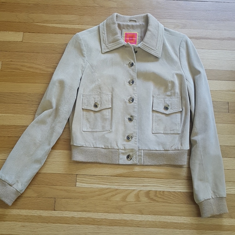 Isaac mizrahi for target suede bomber jacket sz.S